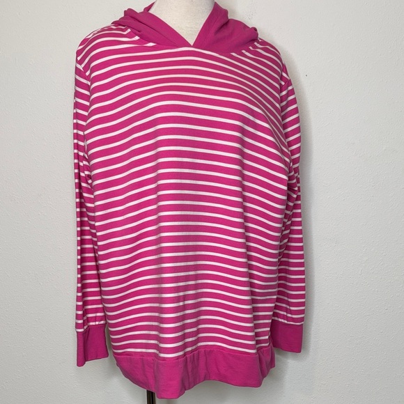 Belle by Kim Gravel Tops - Belle by Kim Gravel size 2X Vibrant Pink and White Striped Hoodie